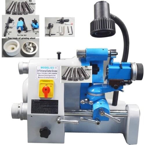 CE 220V U3 R8 Collets Universal Cutter Grinder Drill Sharpener Sharpening Machine for End Mill Twist Drill Cutter Grinding Tool
