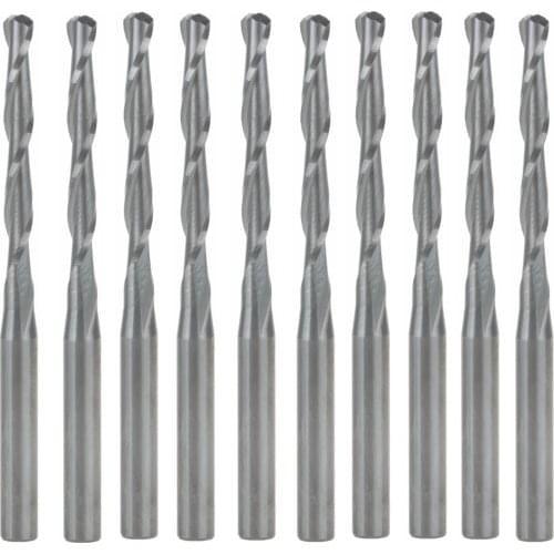 10pcs 3.175X2.5X22mm Spiral 2 Flutes Ball Nose End Mills CNC Engraving bits