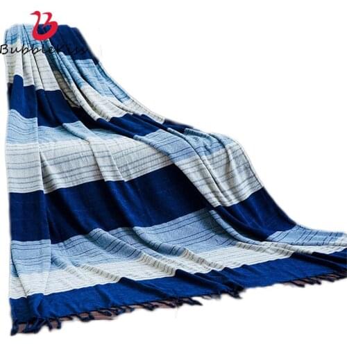 Bubble Kiss Blue Stripe Blanket Knitting Bed Cover Blankets For Beds Home Sofa Towel Throw Blanket Office Siesta Shawl Blankets