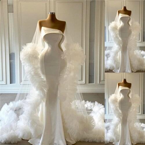 White Tiered Ruffles Womens Robe Kimono Party Sleepwear Bridal Wraps Sexy Bathrobe Sheer Nightgown Prom Bridesmaid Shawel