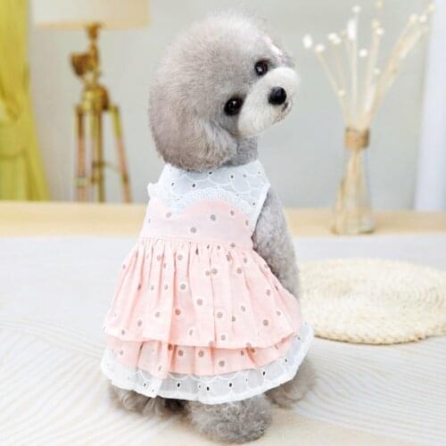 Cotton Dog Dresses Floral Vest Apparel Blue Pink Girl Summer Cute Clothing XS S M L XL Pet Outfit Pugs Small Medium Cat Supply