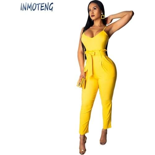 Женские однотонные комбинезоны INMOTENG China At AliExpress