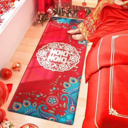 Chinese Style Plush Doormat Carpet Wedding Supplies Floor Mat Bedroom Living Room Bathroom Area Rugs Home Decor Anti-slip Pad