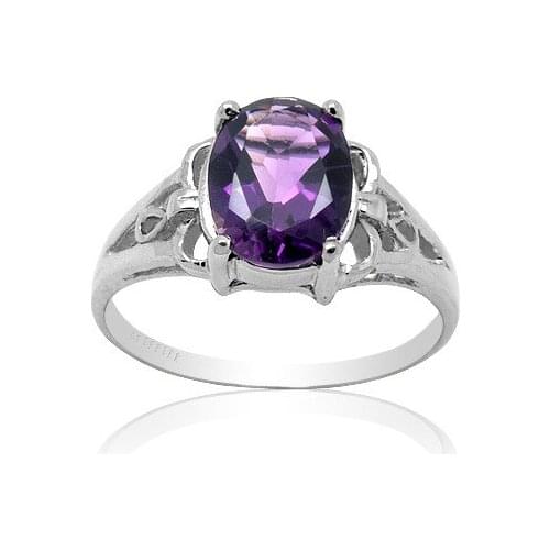 6mm*8mm Natural Amethyst Ring for Party 100% Natural 0.8ct Amethyst Silver Ring Solid 925 Silver Amethyst Jewelry