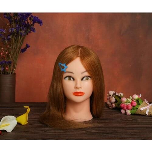 20" best 100% Human Hair Mannequin Head Hairdressing Practice can be color bleach and dye For Hairdresser Dolls Training Head