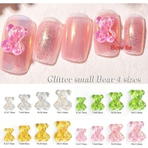 New Resin Multi-Size Mixing AurorawithSequins A Bow Tie Cute Bear Nail Art Rhinestone DIY Ornaments Manicure Design Decorations