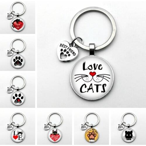 Very Cute Pet Cat Keychain Cat Paw Footprint Pattern Keychain BEST FRIEND Pendant Keychain Favorite Cat Essential Keychain
