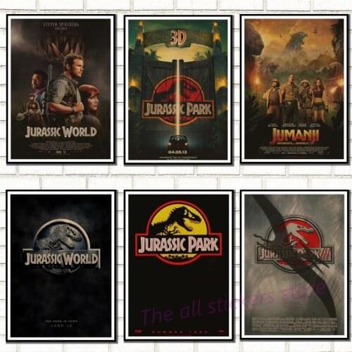 Jurassic Park Posters Vintage Style Wall Stickers Kraft Paper Prints Home Decoration wall sticke/9002