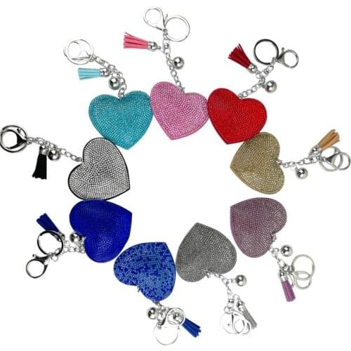 Popular Korean version of peach heart key chain hot drill hot map little love key chain lady bag small pendant