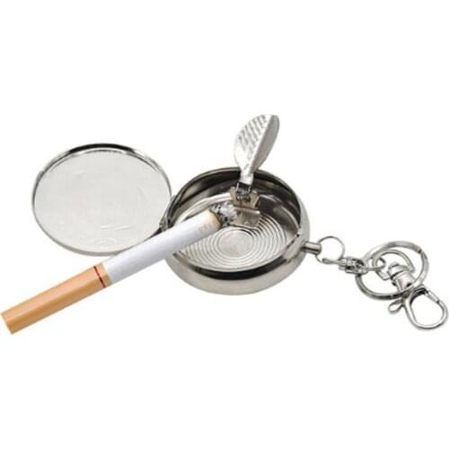 Portable Mini Ashtray Circle Metal Travel With Cover Ashtray Keychain Round Pocket Environmental protection container