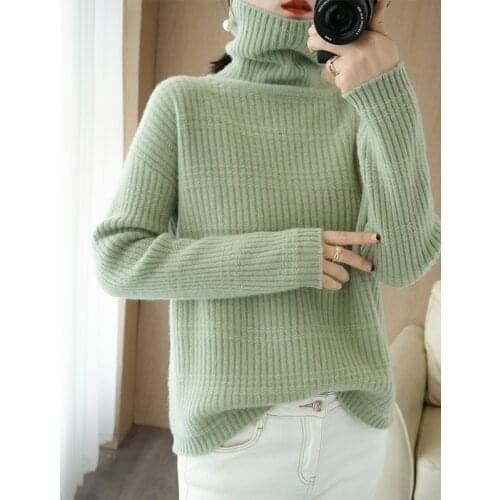 Pullover sweater women 2020 plus size solid color wool turtleneck sweater ladies clothes loose casual knit sweater inde top hot