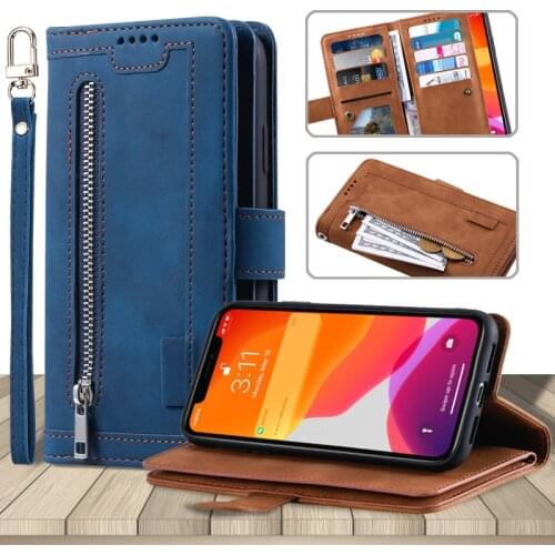 For Samsung Galaxy A22 A52 A72 5G A12 A51 A71 A41 A40 A50 A20e Luxury Zipper Wallet Card Bag Flip Leather Case Stand Phone Cover