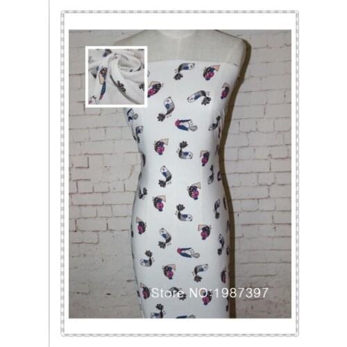 Bali pearl Chiffon fabric white birds animal printed for apparel and scarf LS-4778