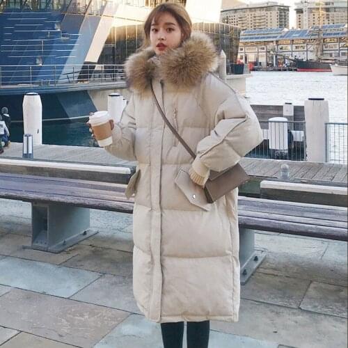 Suofun Thick X-Long Hood Vintage 2021 Hot Sale Winter Warm Korea Style Jacket Female Womens Oversized Parkas Winter Long Coat