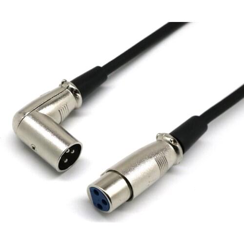 Audio Extension Cable Microphone Cable XLR Female Right Angle Male 0.2m Black