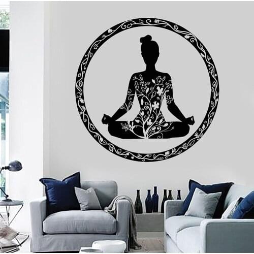 Yoga Meditation Room Circle Ornament Buddhism Vinyl Wall Decal Home Decor Living Room Art Mural Stickers Gift