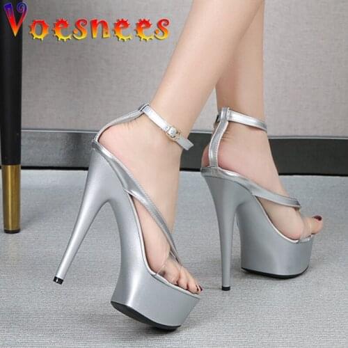 Flip-flops Ladies Stripper Heels Shoes Woman Platforms 15cm High Heels Sandals Women Sexy Wedding Shoes Modern Sandals Dresses