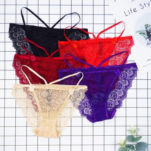 1 Pice Lot New IXueJie Women Underwear Panties Solid Seamless Sexy Lace Briefs Bow Low-Rise Panty Hollow Ladie Fashion Lingerie