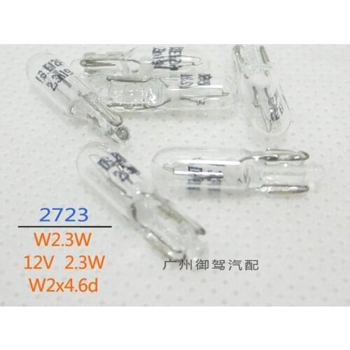 10 20 pcs/lot headlight halogen for 2723 W2.3W T5 12V 2.3W W2*4.6D 3700K bulb blake light width lamp