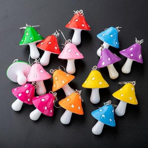 2021 New Acrylic Mushroom Long Pendant Earrings Quality Drop Earrings for Girls Women Children Birthday Gift Lovely Jewelry