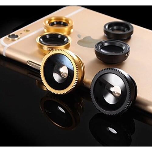 3-in-1 Wide Angle Macro Fisheye Lens Camera Kits Mobile Phone Fish Eye Lenses with Clip 0.67x for All Cell Phones