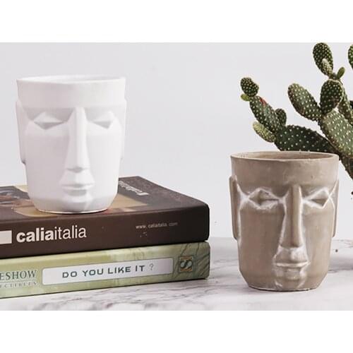 Silicone Concrete Planter Mold 3D Human Face Flowerpot Plaster Epoxy Resin Clay Mould Handmade Crafts Decorations