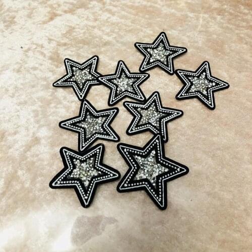 6*6Cm 2Pcs/Set Star Shaped Patches Iron-On Small Rhinestones Crystal Apparel Sewing Fabric Applique For Children Women Clothes