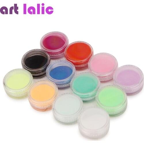 Nail Art 12 Colors Acrylic Powder Dust UV Gel Design 3D Tips Builder Decoration Manicure