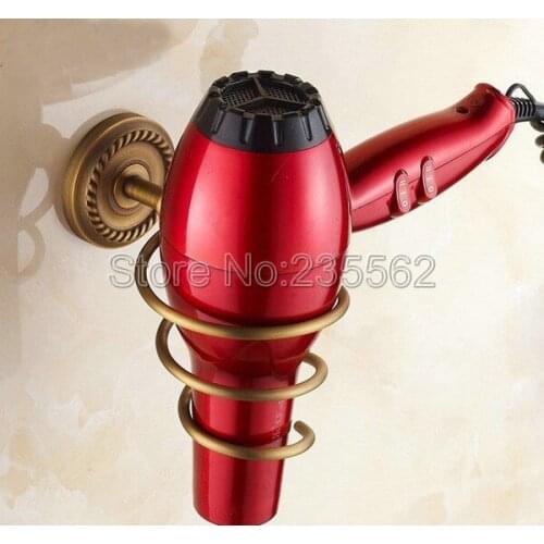 Bathroom Accessory Antique Spiral Blow Stand Brass Finish Holder Dryer Rack Wall Mounted lba272