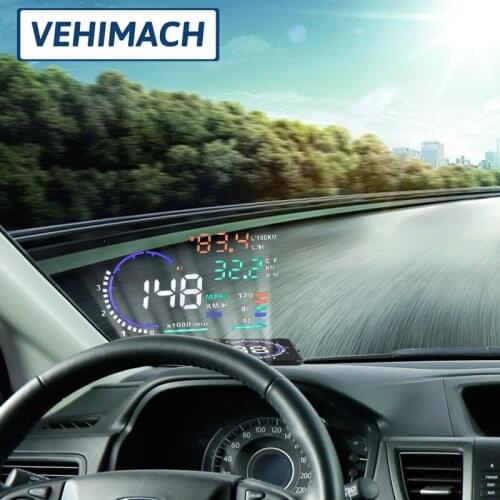 Car Head Up Display OBD2 HUD Digital Speedometer Warning Alarm System Windshield Projector 5.5 Inch Large Screen OBD Scanner