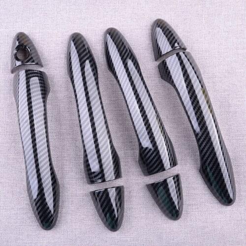 CITALL 8Pcs Exterior Door Handle Cover Trim Fit for Kia Optima K5 2011 2012 2013 2014 2015 Carbon Fiber Style Black ABS