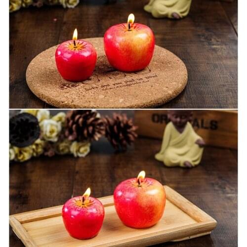 Home Red Apple Shape Modeling Techniques Scented Candles Apple Decorations Birthday Christmas Party Fruit Candles Decoration New
