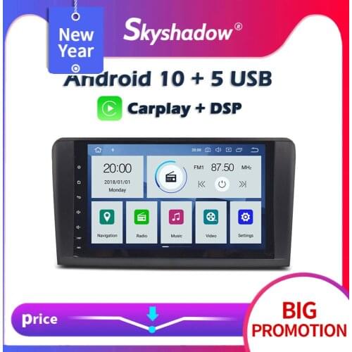 DSP Car DVD Player PX6 IPS 9" Android 10 4GB+64GB Radio Bluetooth 4.2 For Mercedes Benz W164 ML300 ML350 ML450 ML500 ML550 X164