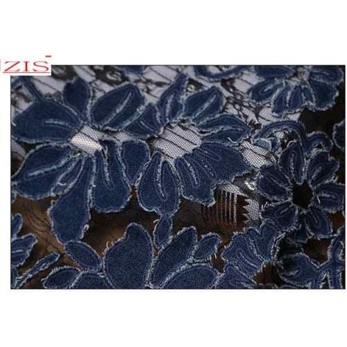 High quality 1yard /lot Fashion quality cotton denim flowers fabric two colors for dress DIY accessories