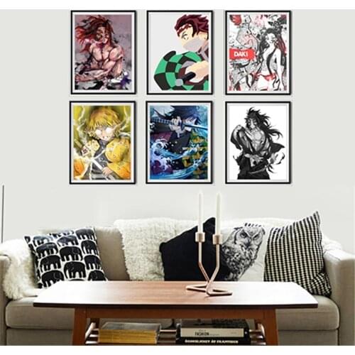 Kimetsu no Yaiba Demon Slayer Daki Giyuu Tanjirou Kokushibou Anime Poster Wall Canvas ,8 x 10 Inches,No Frame,Set of 6 Pieces