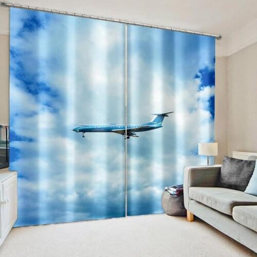 Beautiful Photo Fashion Customized 3D Curtains blue sky white cloud curtains 3D Curtains For Living room Blackout curtain