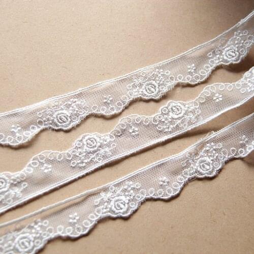 Polyester Embroidery Lace White Netting Embroidered Scalloped Lace Sewing Garment Accessories 2cm