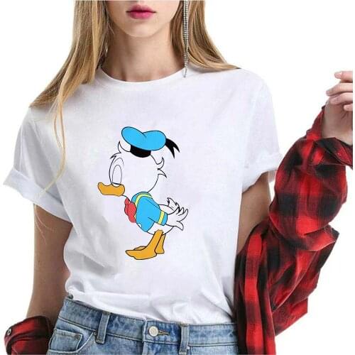 T Shirt Summer Short Sleeve Donald Duck Print Cartoon Disney Tshirts Love Couple Family Outfits T-shirts Tee Tops Streetwear