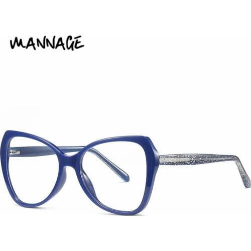 Trendy Spectacle Frame Cat Eye Glasses Frame Women Clear Lens Spring Temple Eyewear Optical Myopia Nerd Eyeglasses