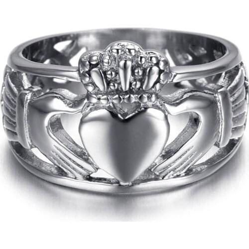 Fashion Women Rings Heart Crown Stainless Steel Rings Hollow Classic Wedding Engagement Bands Jewelry Couple Rings