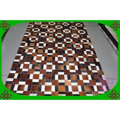 Fashionable art carpet 100% natural genuine cowhide leather anti-slip mat