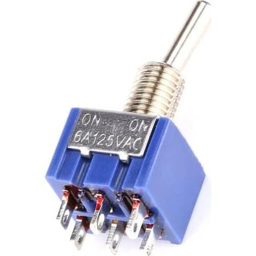Smart Home Switch Blue 6 Pin ON-ON Latching 2 Position DPDT CQC UL ROHS Guitar New 36V 6MM Toggle Switch