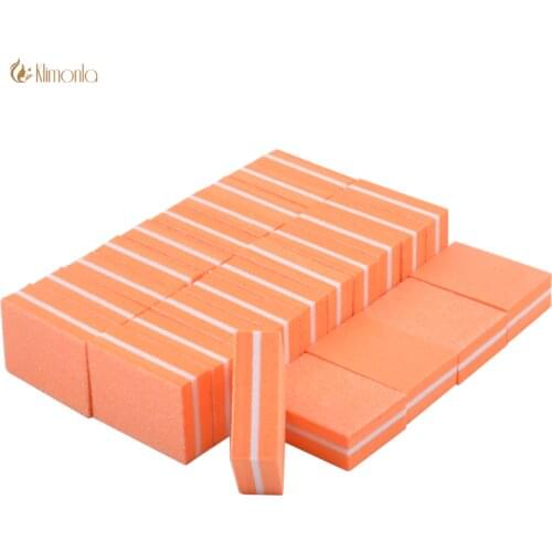 50Pcs/Lot Double Sided Professional Nail File 100/180 Grit Orange Sandpaper UV Gel Block Square Sponge Nail Buffer Tools DIY
