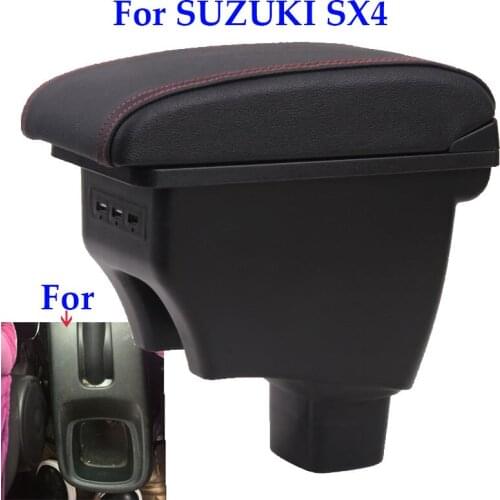 For SUZUKI SX4 armrest box car storage retrofit parts accessories interior simple installation special charging auto box USB LED