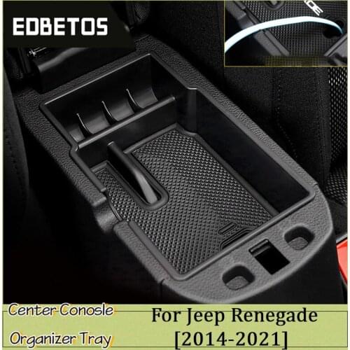 Car Glove Box Armrest Box Storage For Jeep Renegade 2015 2016 2017 2018 2019 ABS Storage Box Accessories