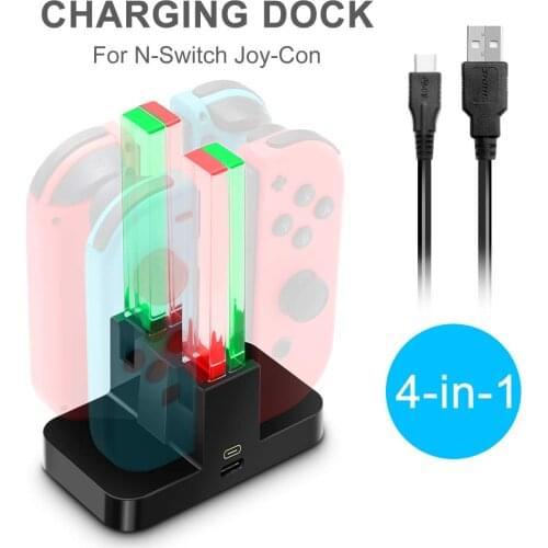 Rocketek 4 in 1 Charging Dock For Nintend Switch Joy-con Controller LED Type-C Charger For Switch Pro Gamepad Charge Stand NS