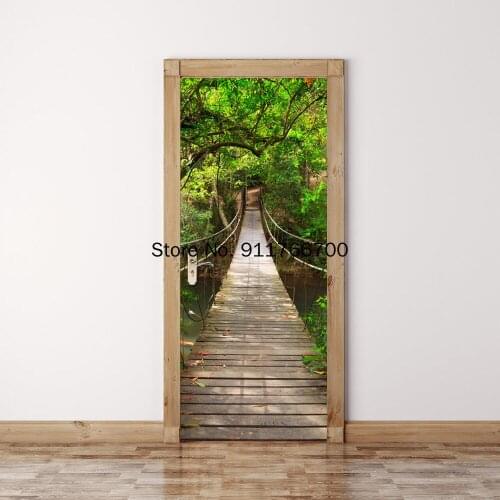 3D DIY PVC Self Adhesive Wallpaper Waterproof Mural Decals Landscape Door Sticker For Livingroom Bedroom Home Design deursticker