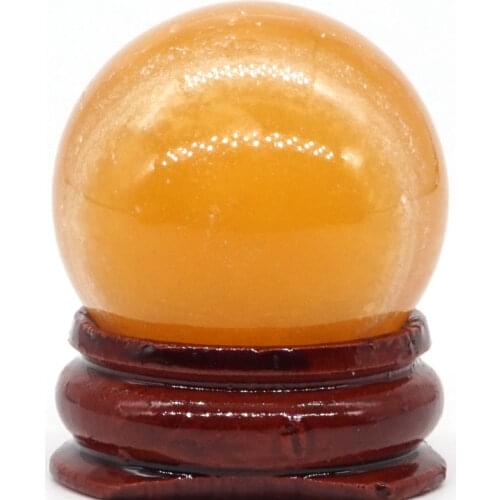 Natural Orange Gypsum Selenite Satin Spar Ball Quartz Sphere Hand Massage Crystal Ball Healing Feng Shui Decor Accessory 30mm