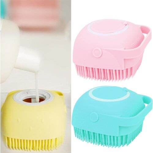 Pet Dog Shampoo Brush 2.7oz/80ml Cat Massage Comb Grooming Scrubber Brush for Bathing Short Hair Soft Silicone Rubber Brushes