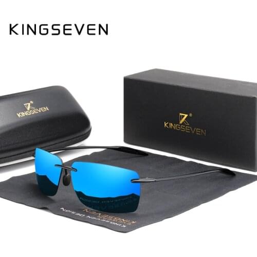KINGSEVEN Brand Polarized Sunglasses Men Fashion Rimless Lens Driving Square Sun Glasses Male Women TR90 Goggle Zonnebril